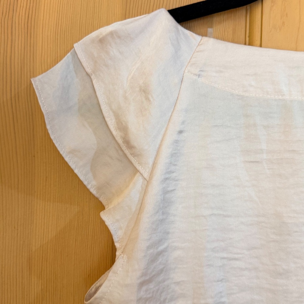 Spense Flutter Sleeve Blouse M Cream/Rose Satin Top Office Date night silky - Picture 11 of 15